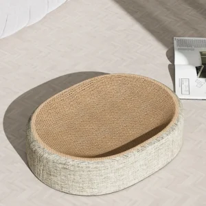 Griffoir chat carton ondulé ovale avec couchage, 41 cm