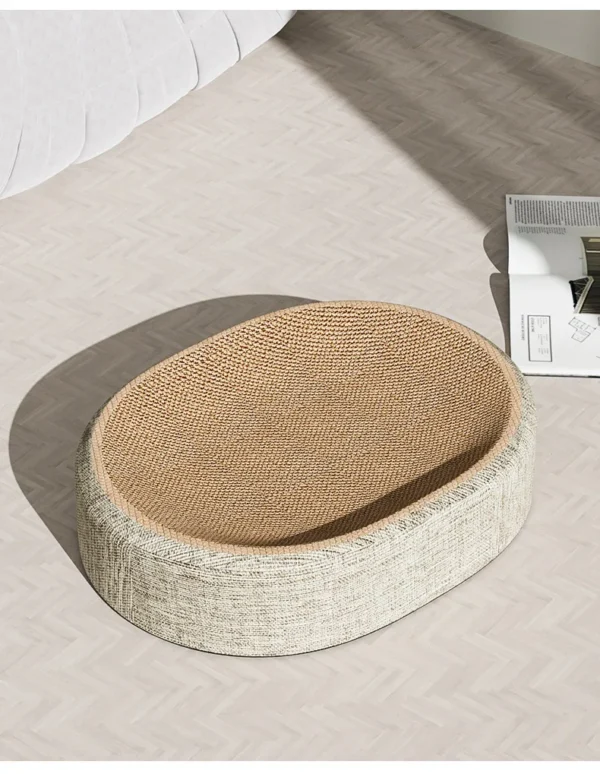 Griffoir chat carton ondulé ovale avec couchage, 41 cm