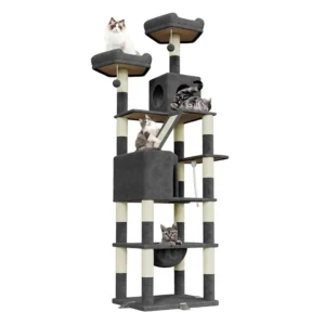 Arbre à chat XXL 208 cm gris pour grand chat actif